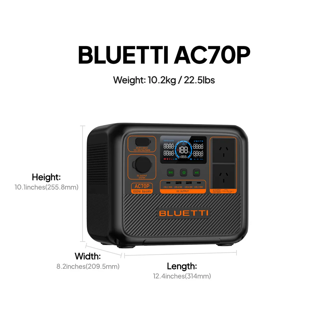 AC70P BLUETTI Off-Grid Power Station (1000W 864Wh) - Image 3